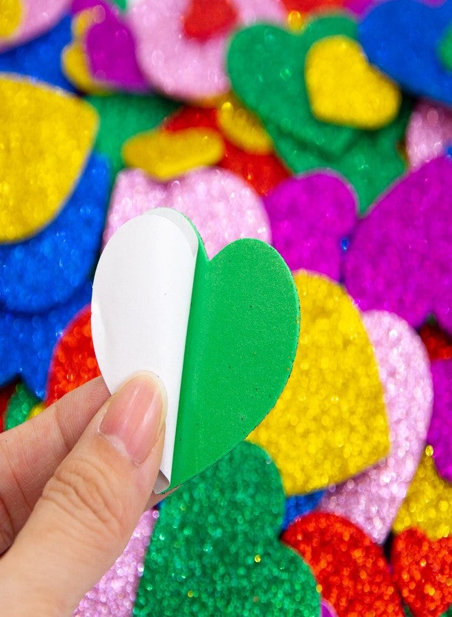 WorldBazaar 600PCS Valentine's Day Foam Heart Stickers Assorted Colors Self-Adhesive Heart Shaped Craft Stickers Valentine Stickers for Crafts Scrapbook Wedding DIY Card Making - Image 3